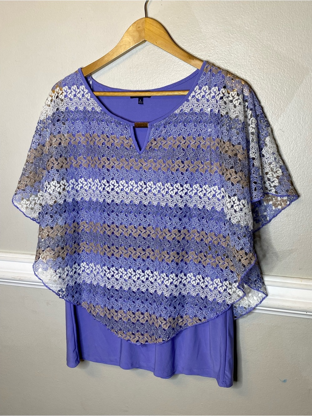 Lavender Layered Crochet Lace Blouse - Women